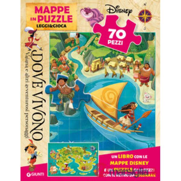 Dove vivono Vaiana e altri amici d'avventura. Mappe in puzzle. Leggi&Gioca. Ediz. a colori. Con puzzle 70 pezzi