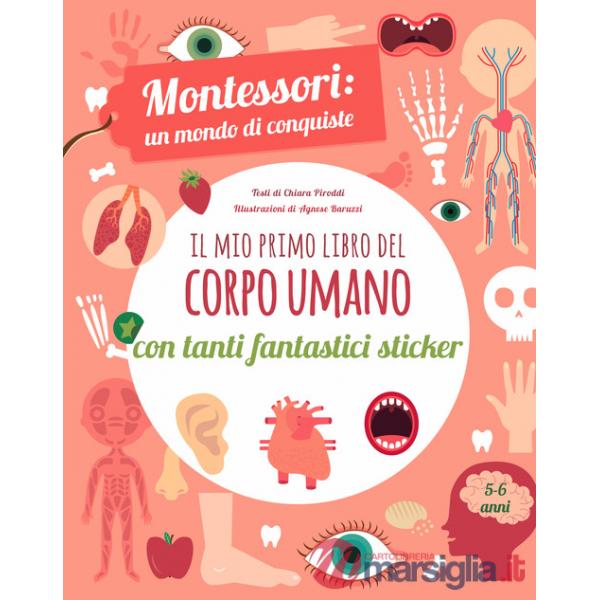 Mio primo libro del corpo umano. Montessori un mondo di conquiste. Con adesivi. Ediz. a colori (Il)