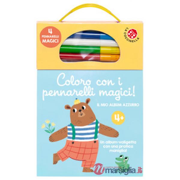 Coloro con i pennarelli magici 4+. Il mio album azzurro. Ediz. illustrata. Con pennarelli