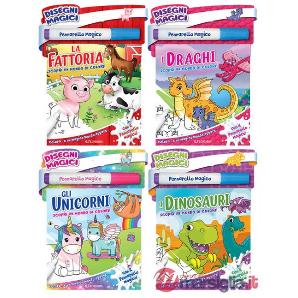 Draghi, gli unicorni, la fattoria, i dinosauri. Disegni magici. Con pennarello magico (4 titoli sfusi) (I)