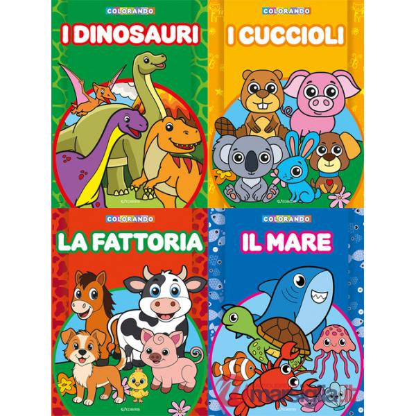 Colorando. I cuccioli-I dinosauri-La fattoria-Il mare (4 titoli sfusi). Ediz. a colori