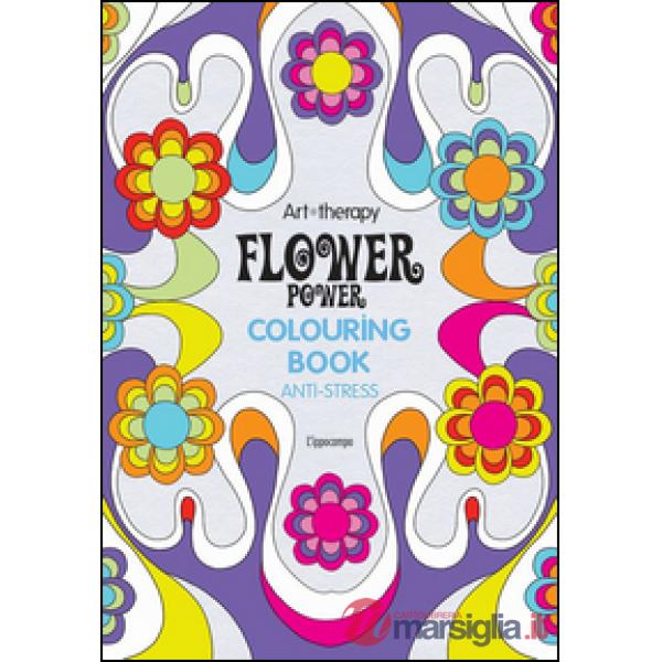 Art therapy. Flower power. Colouring book anti-stress