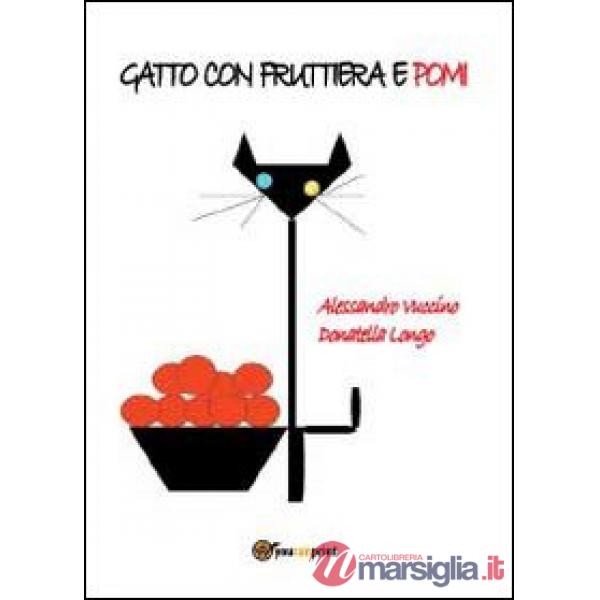 Gatto con fruttiera e pomi