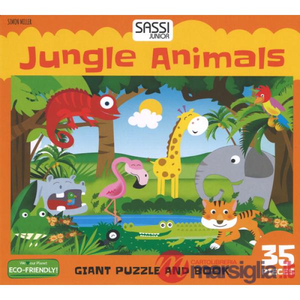 Jungle animals. Giant puzzle and book. Con puzzle