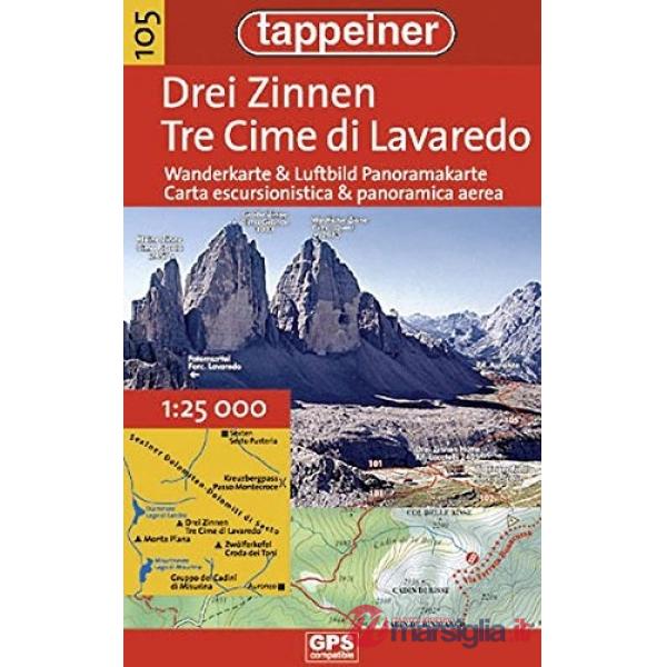 Tre Cime di Lavaredo. Carta escursionistica & panoramica aerea 1:25.000. Ediz. italiana e tedesca