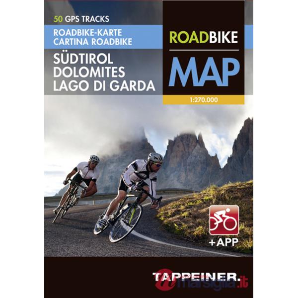 Sudtirol, Dolomites, Lago di Garda. Roadbike map