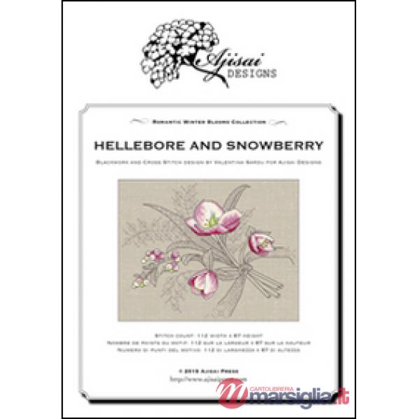 Hellebore and snowberry. Cross stitch blackwork design. Ediz. italiana, inglese e francese