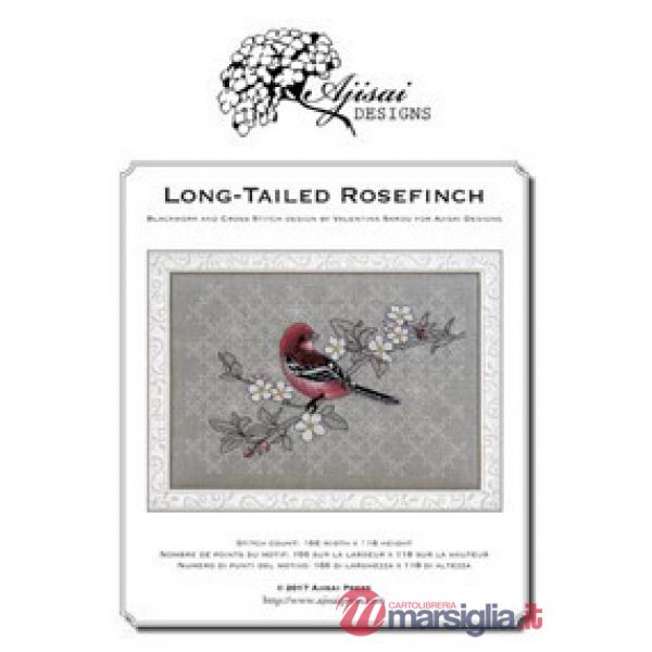 Long-tailed Rosefinch. Cross stitch and blackwork design. Ediz. italiana, inglese e francese