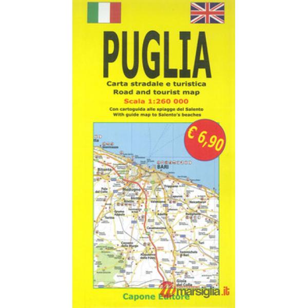 Puglia. Carta stradale e guida turistica. Con cartoguida alle spiagge del Salento 1:260.000. Ediz. italiana e inglese