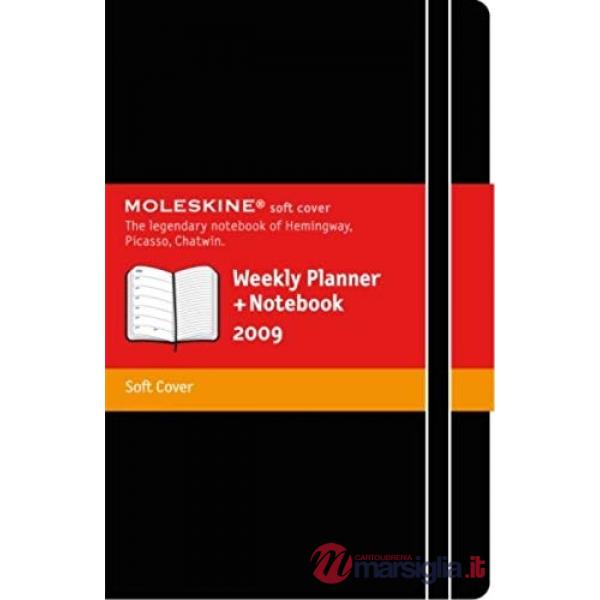 Weekly notebook, 2009. Large, soft cover, black