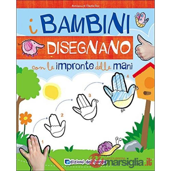 Bambini disegnano con le impronte delle mani. Imparo a disegnare (I)
