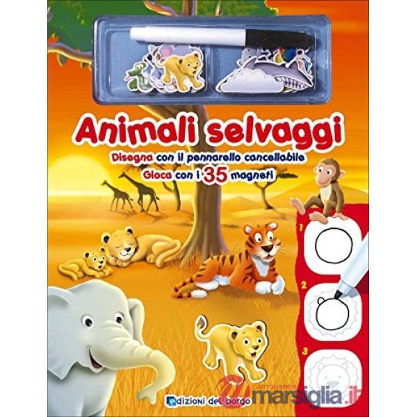 Animali selvaggi. Disegna con il pennarello cancellabile. Gioca con i 35 magneti. Ediz. a colori. Con gadget