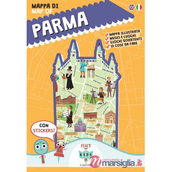 Mappa di Parma illustrata. Con adesivi. Ediz. bilingue