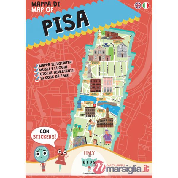 Mappa di Pisa illustrata. Con adesivi. Ediz. bilingue
