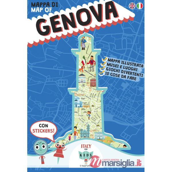Mappa di Genova illustrata. Con adesivi. Ediz. italiana e inglese