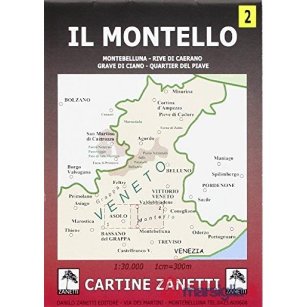 Il Montello. Montebelluna, Rive di Caerano, Grave di Ciano, Quartier del Piave 1:30.000