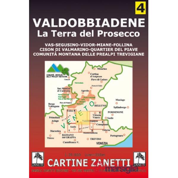 Valdobbiadene. Segusino, Miane, Follina, Prealpi trevigiane 1:30.000