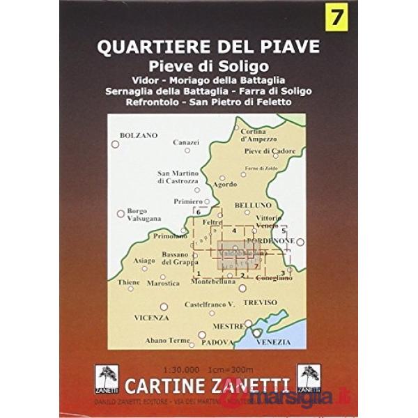 Quartiere del Piave. Pieve di Soligo, Vidor, Moriago, Sernaglia, Farra di Soligo, Refrontolo, San Pietro di Feletto 1:30.000