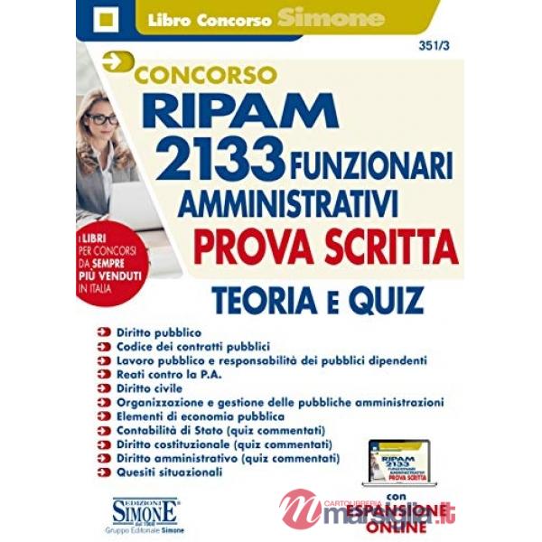 Concorso RIPAM 2133 funzionari amministrativi. Prova scritta. Teoria e quiz