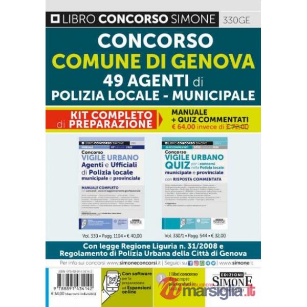 Concorso comune di Genova 49 agenti di polizia locale-municipale. Kit completo di preparazione