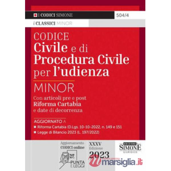 Codice civile e di procedura civile per l'udienza. Ediz. minor