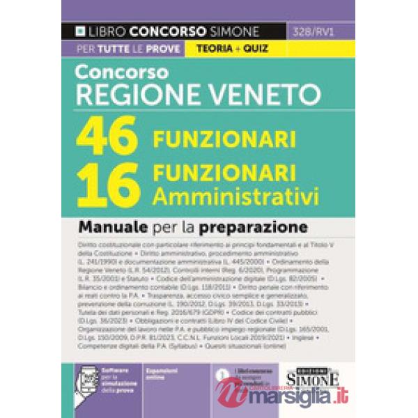 Concorso regione Veneto 46 funzionari. 16 funzionari amministrativi. Manuale per la preparazione