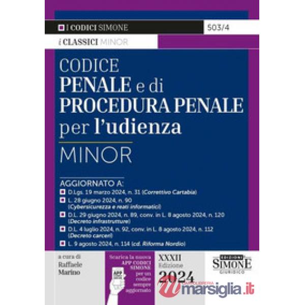 Codice penale e di procedura penale per l'udienza. Ediz. minor