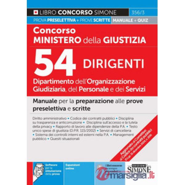 Concorso Ministero della Giustizia 2025. Dipartimento dell'Organizzazione giudiziaria del personale e dei servizi. 54 dirigenti
