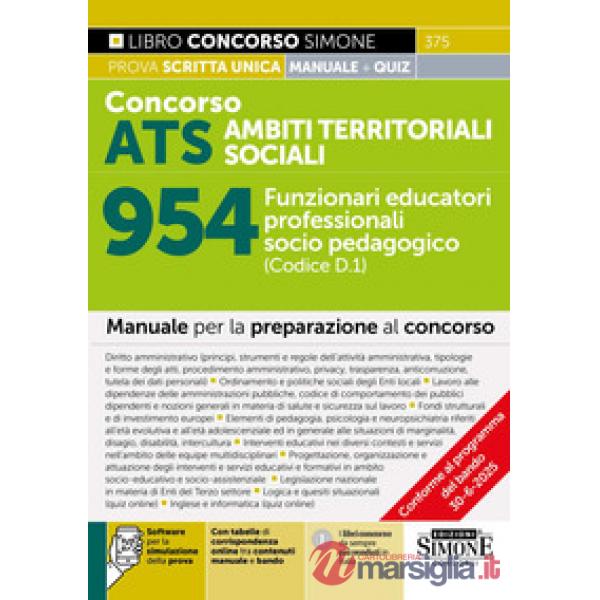 Concorso ATS Ambiti Territoriali Sociali 954 Funzionari educatori professionali socio pedagogici (Codice D.1)