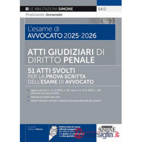 L'esame di avvocato 2025-2026. Atti giudiziari di diritto penale. 51 atti svolti per la prova scritta dell'esame di avvocato