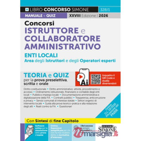Concorsi istruttore e collaboratore professionale enti locali area amministrativa degli istruttori e degli operatori esperti. Te