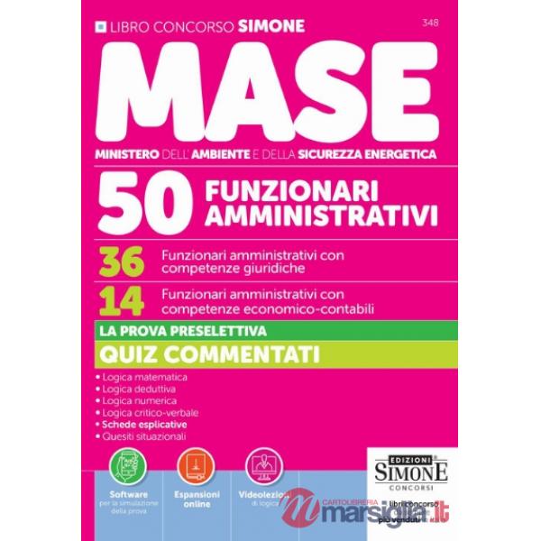 Concorso MASE. 50 posti. 36 funzionari amministrativi con competenze giuridiche. 14 funzionari amministrativi con competenze eco