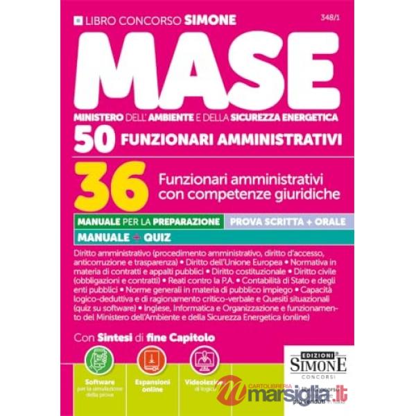 Concorso MASE. 50 posti. 36 funzionari amministrativi con competenze giuridiche
