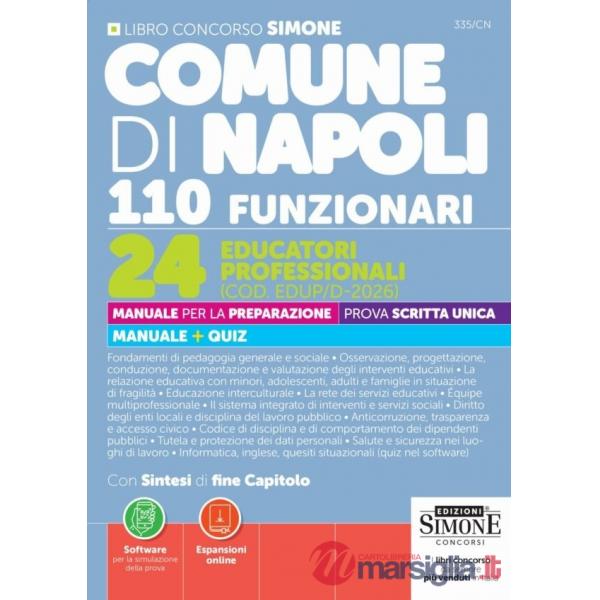 Comune di Napoli 110 Funzionari. 24 Educatori Professionali (COD. EDUP/D-2026). Manuale per la preparazione. Prova scritta unica