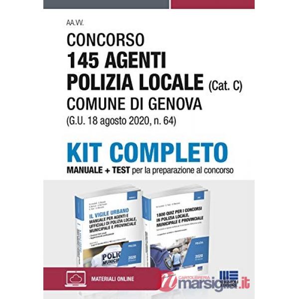 Kit concorso 145 agenti polizia locale (Cat. C) Comune di Genova (G.U. 18 agosto 2020, n. 64). Manuale + Test