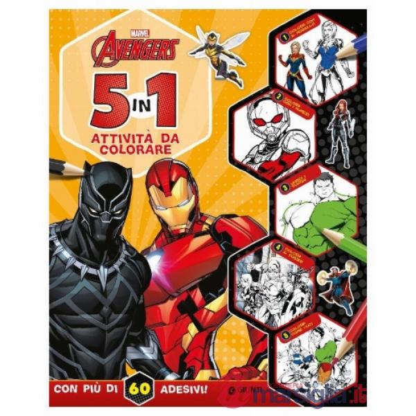 5 in 1 attività da colorare. Avengers. Con adesivi. Ediz. a colori