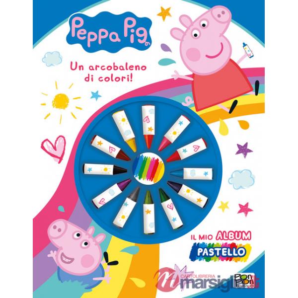 Arcobaleno di colori! Peppa Pig. Il mio album pastello. Ediz. a colori. Con 12 pastelli a cera (Un)