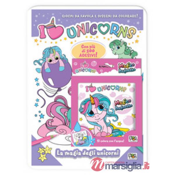 Magia degli unicorni-Magico bagnetto. I love unicorns. Activity book. Con adesivi. Ediz. a colori (La)