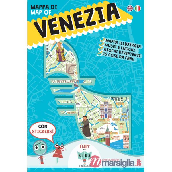 Mappa di Venezia illustrata. Con adesivi. Ediz. italiana e inglese