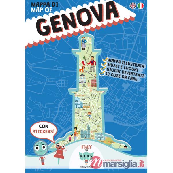 Mappa di Genova illustrata. Con adesivi. Ediz. italiana e inglese