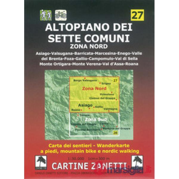 Altopiano dei Sette Comuni. Zona nord. 1:30.000 1cm300m. Carta dei sentieri a piedi, mountain bike e nordic walking