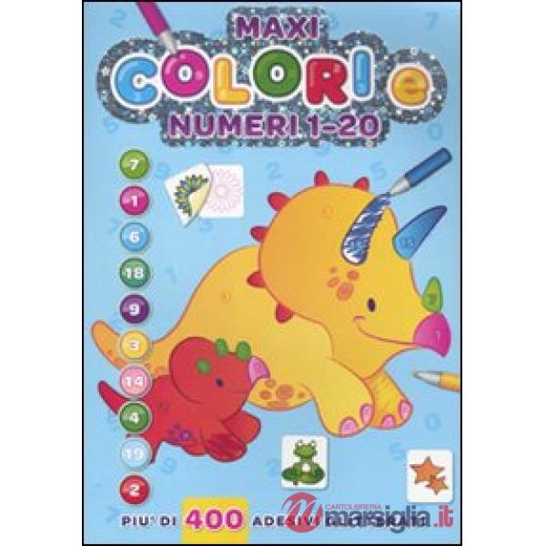 Maxi colori e numeri 1-20. Con adesivi. Ediz. illustrata