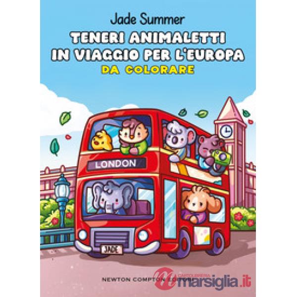 Teneri animaletti in viaggio per l'Europa. Da colorare