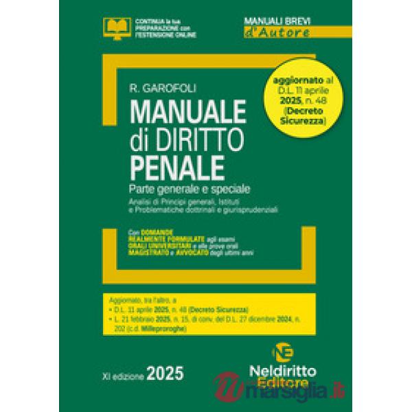 Manuale di diritto penale. Parte generale e speciale 2025. Aggiornato al DL Sicurezza