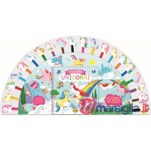 Colora unicorni. Ediz. a spirale. Con 20 gomme. Con 20 matite colorate