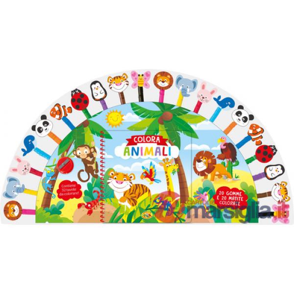 Colora animali. Ediz. a spirale. Con 20 gomme. Con 20 matite colorate