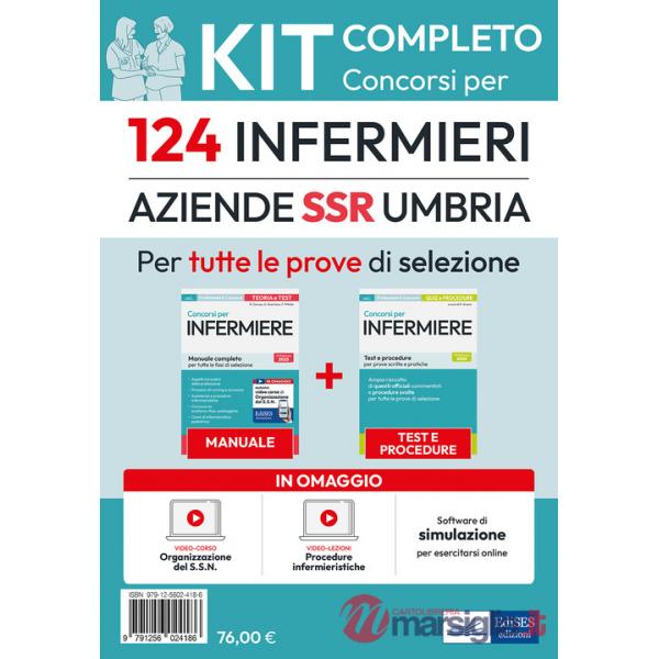 Kit completo del concorso per 124 infermieri. SSR Umbria. Con software di simulazione. Con video lezioni. Con video-corso