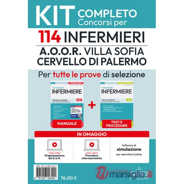 Kit del concorso per 114 infermieri A.O.O.R. Villa Sofia Cervello di Palermo per tutte le prove di selezione. Con assistente vir