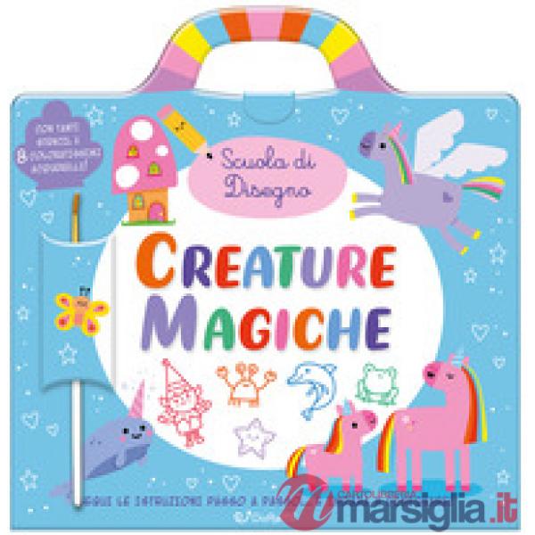 Creature magiche. Scuola di disegno. Ediz. a colori. Ediz. a spirale. Con 8 acquerelli. Con pennello. Con stencil