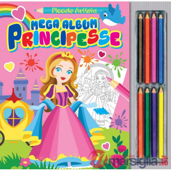 Mega album principesse. Ediz. illustrata. Con matite